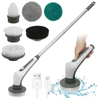 Electric Spin Scrubber with 6 Replacement Brush Heads Cordless IPX8 Waterproof Spinning Scrubber