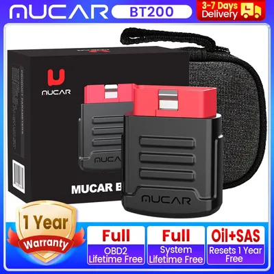 MUCAR BT200 OBD2 Bluetooth Scanner Car Diagnostic Tools Oil SAS Reset Auto VIN Scan Code Reader Full