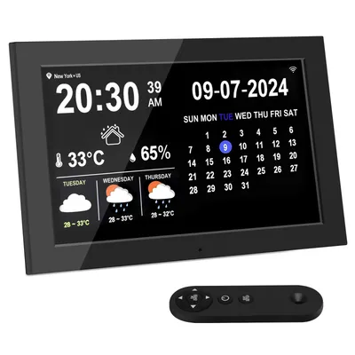 10.1Inch WIFI Smart Digital Calendar Wall Clock LED Large Weather Forecast with Memo Reminder