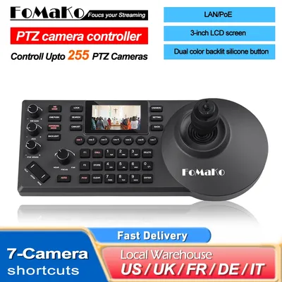 FoMaKo PTZ Controller PoE PTZ Camera Controller 3" LCD Screen Preview 4D Joystick PTZ Controller for