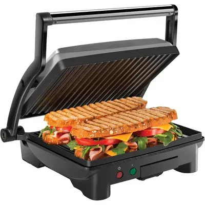 Chefman Sandwich Maker Non-Stick Coated Plates Opens 180 Degrees To Fit Any Type Stainless Steel