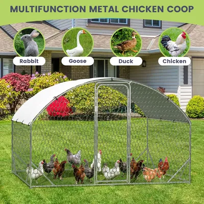 Dome Chicken Coop with Upgrade Tri-Supporting, Large Metal Chicken Coop, Chicken Run with Waterproof