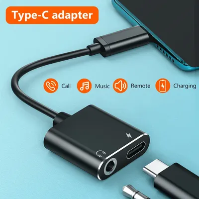 Type C to 3.5mm Charge Audio Adapter 2 In 1 USB C Splitter Headphone AUX Audio Cable for Xiaomi 6 8