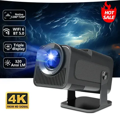 HY-320Mini Portable Newly Native 720P Allwinner H713 Android11 4K Projector 320ANSI Wifi6 BT5.0