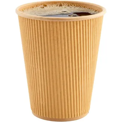 Kraft 12 OZ Disposable Coffee Cups - 500 CT Hot Drink Cup, Ripple Wall: No Sleeve Needed, Perfect