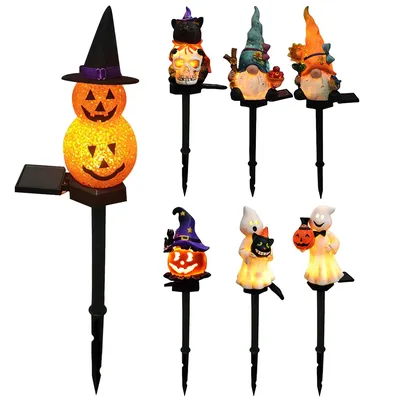 Halloween Ghost Lights Outdoor Kürbis Lampe mit Pfählen Solar Ghost Pathway Licht für Halloween Rasen Gehweg Beleuchtung Dekoration