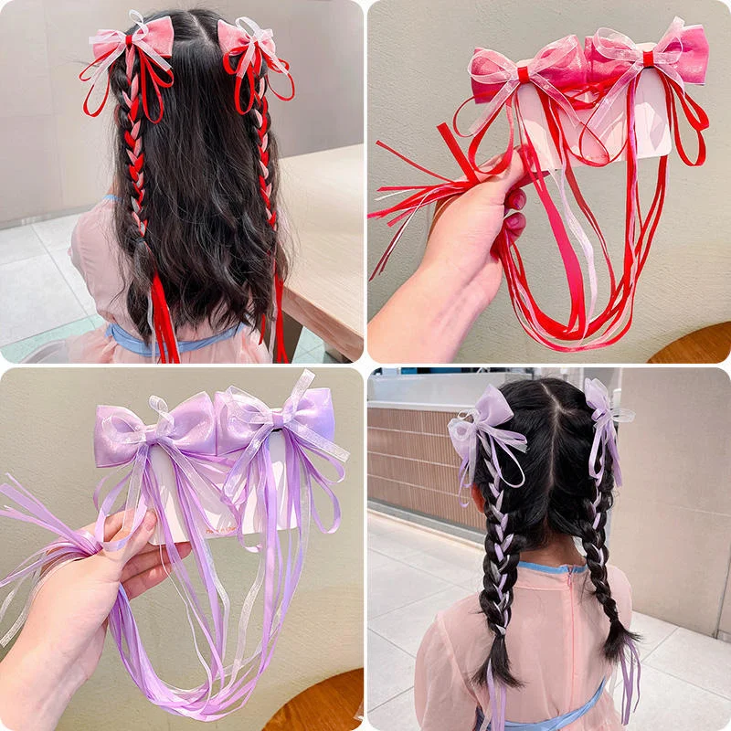Neue Chinesische Stil Bogen Quaste Streamer Haarnadeln Kinder Süße Mädchen Haar Clips Nette Frauen Barrettes Grips Haar Zubehör Image