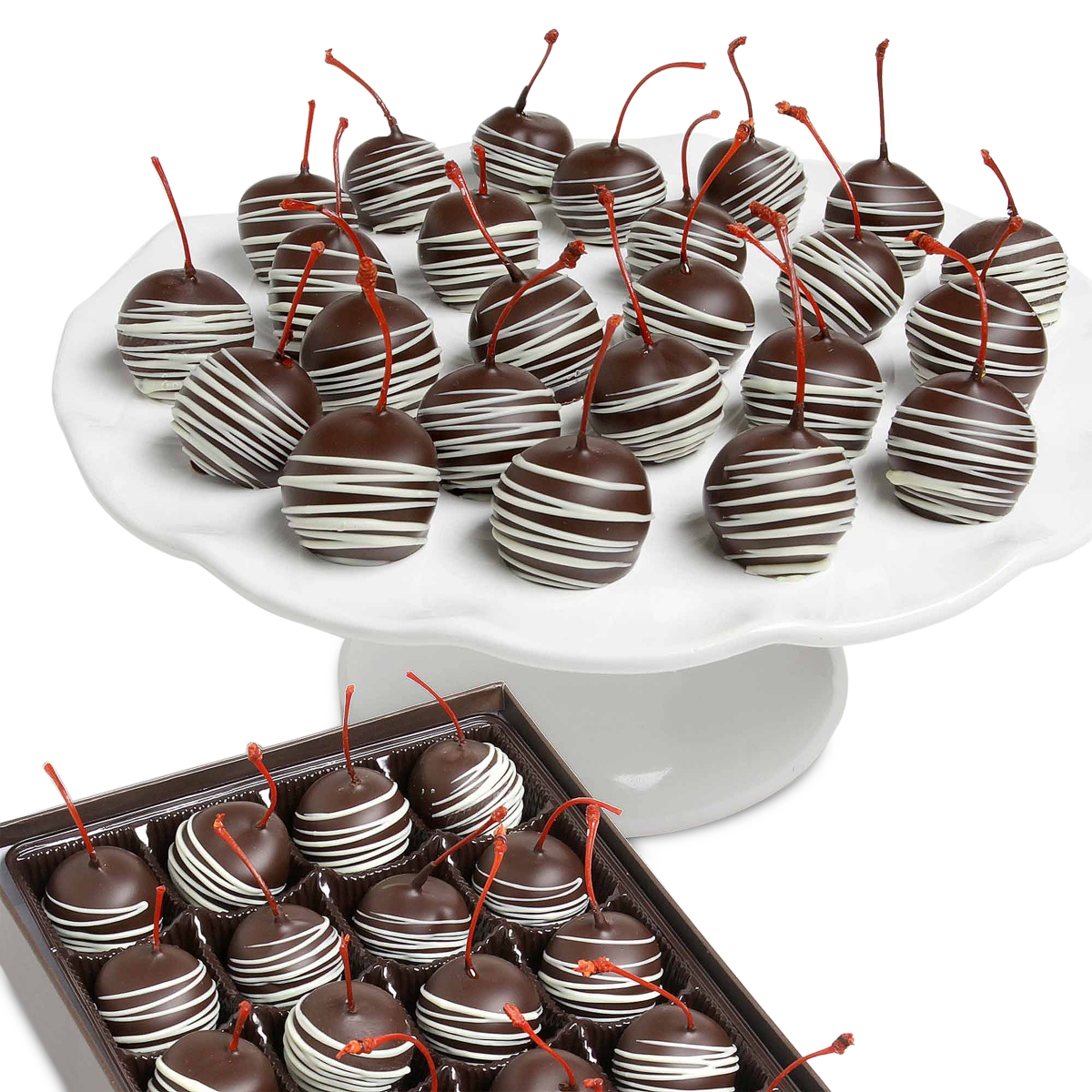Chocolate Covered Company Premium Belgian Chocolate Covered Classic Cherries, 24 Piece