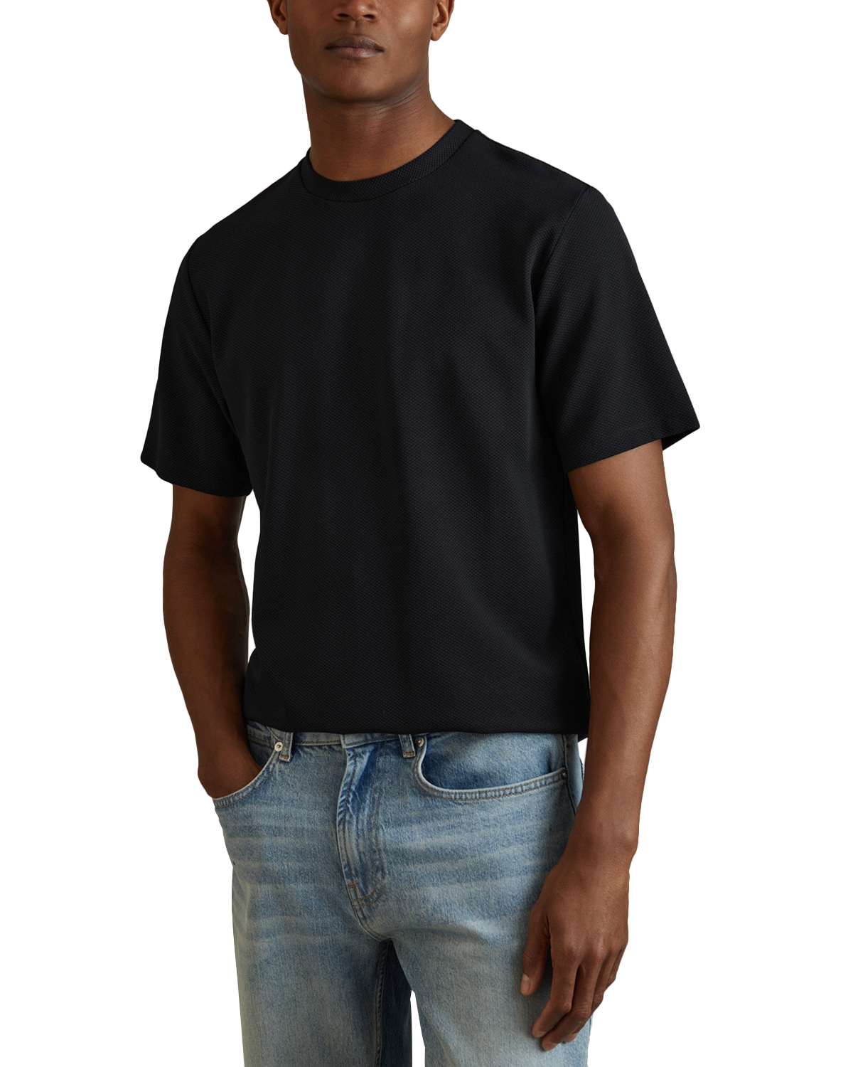 Reiss Wick-ss Textured Tee - Navy