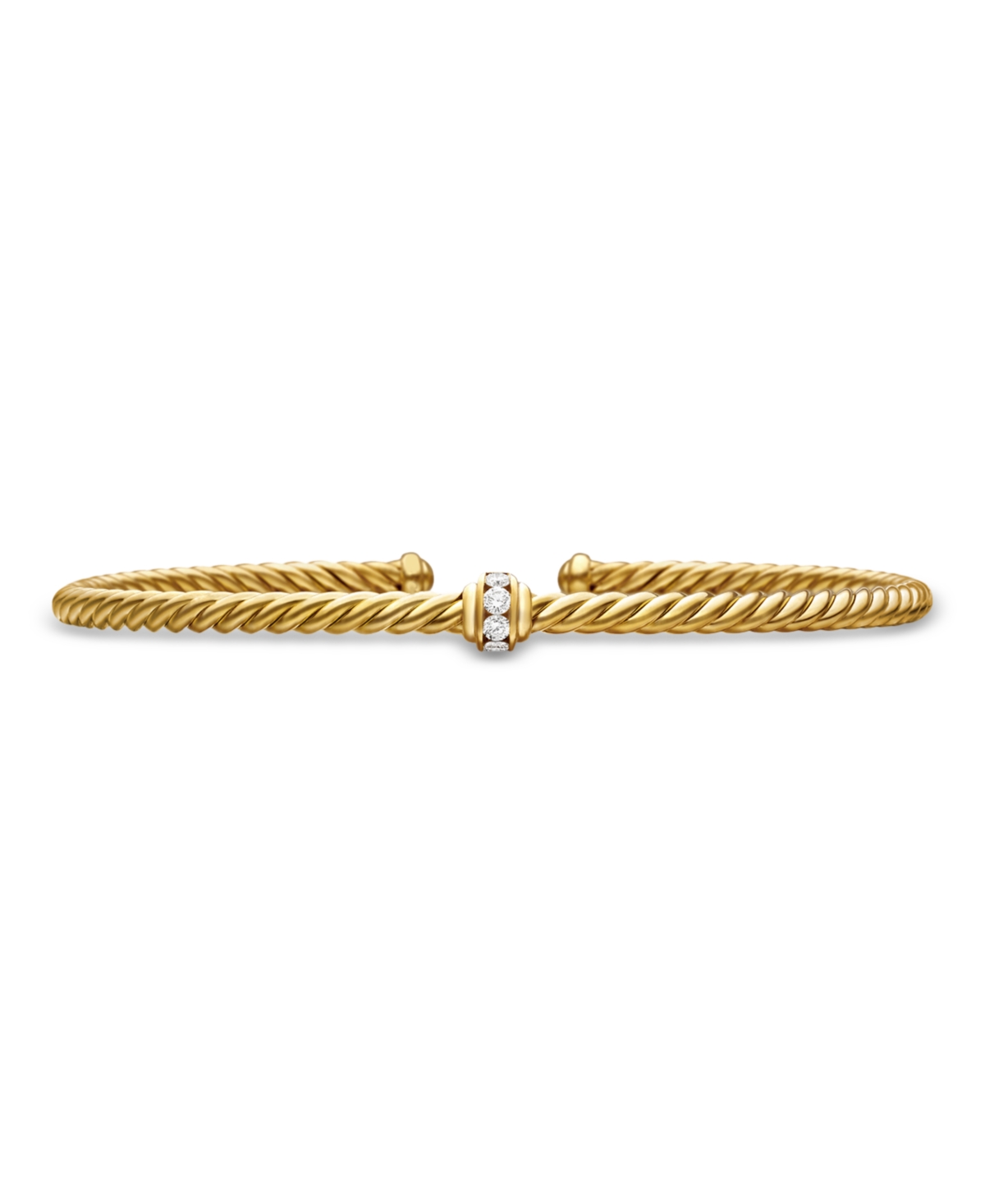 David Yurman 18K Yellow Gold Cable Classics Pave Center Station Bracelet - Diamond