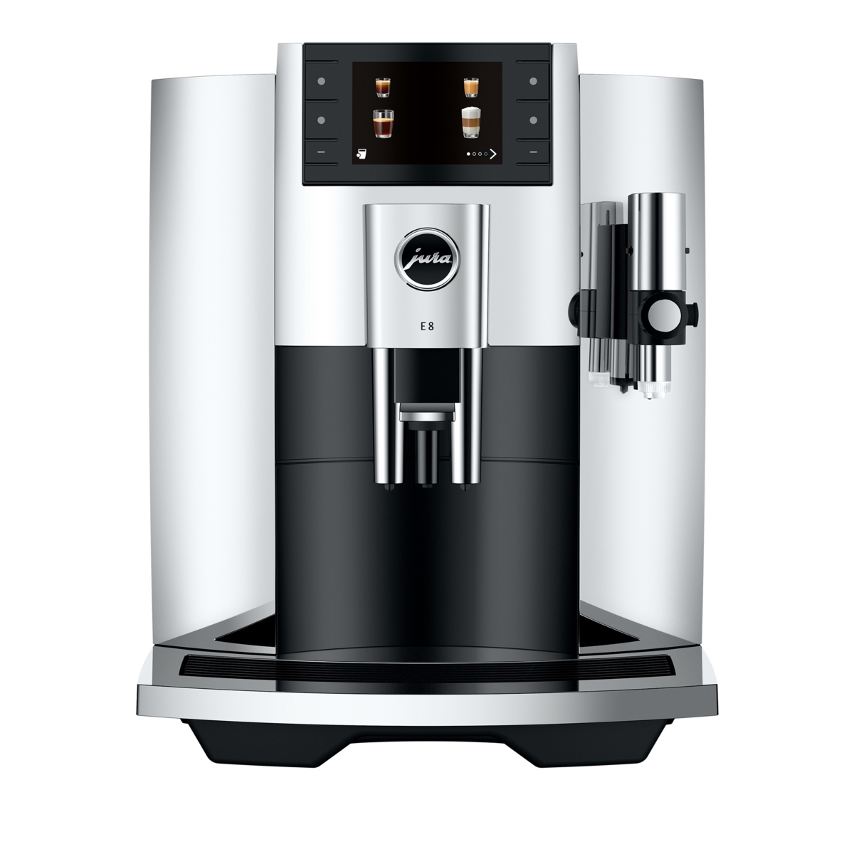 Jura E8 Automatic Coffee Machine in Piano White - Chrome