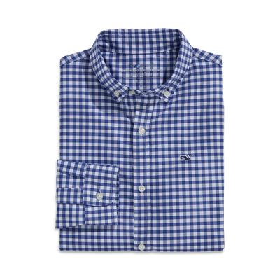 Vineyard Vines Boys' On-The-Go Brrr Gingham Button Down Shirt - Little Kid, Big Kid - Blue Bay