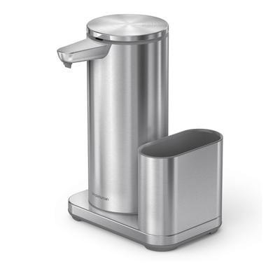 14oz Sensor Pump, Touch-free Hand Soap Dispenser with Sponge Caddy - Silver