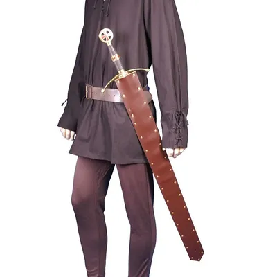 Mittelalterlichen LARP Schwert Mantel PU Leder Gürtel Holster Männer Viking Pirate Ritter Krieger Waffe Rüstung Cosplay Zubehör Rapier Halter Image