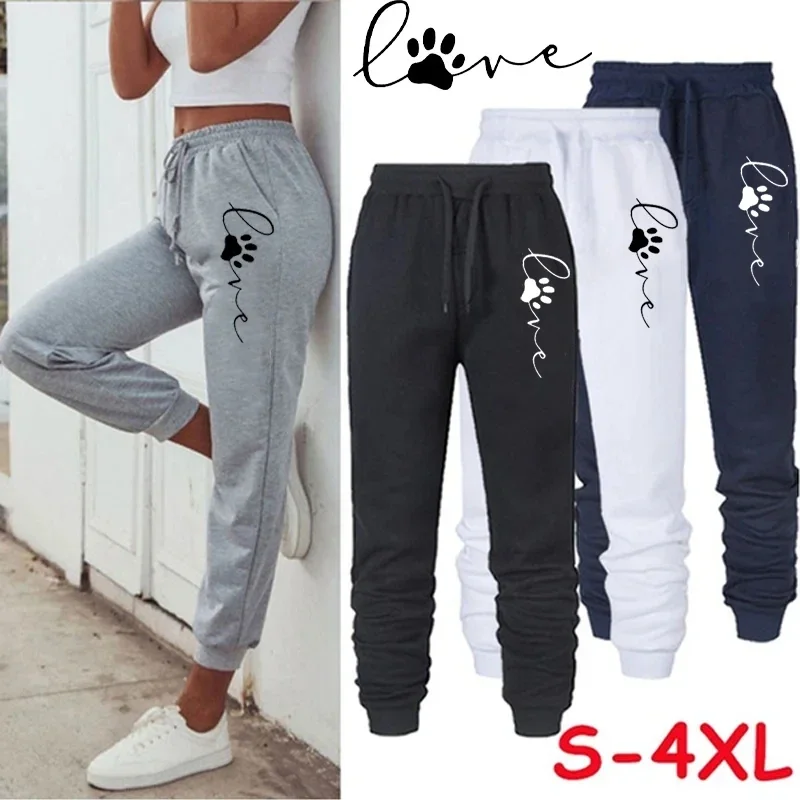 Heiße verkäufe Frauen Katze Pfote Täglichen Gedruckt Jogginghose Hohe Qualität Lange Hosen Jogger Hosen Outdoor Casual Fitness Jogging Hosen Image