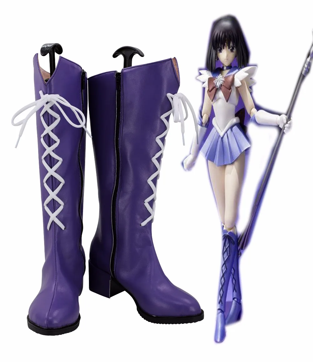 Sailor Saturn Schuhe Cosplay Sailor Moon Sailor Saturn Lila Schuhe Cosplay Stiefel Nach Maß Unisex Cosplay