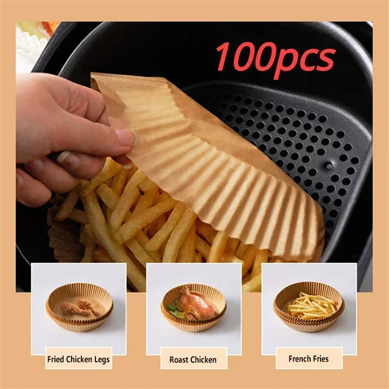 Air Fryer Papier Lebensmittel Einweg Papier Liner Airfryer Küche Herde Öl-proof Grill Platte Dampfer Friteuse Backen Zubehör Image