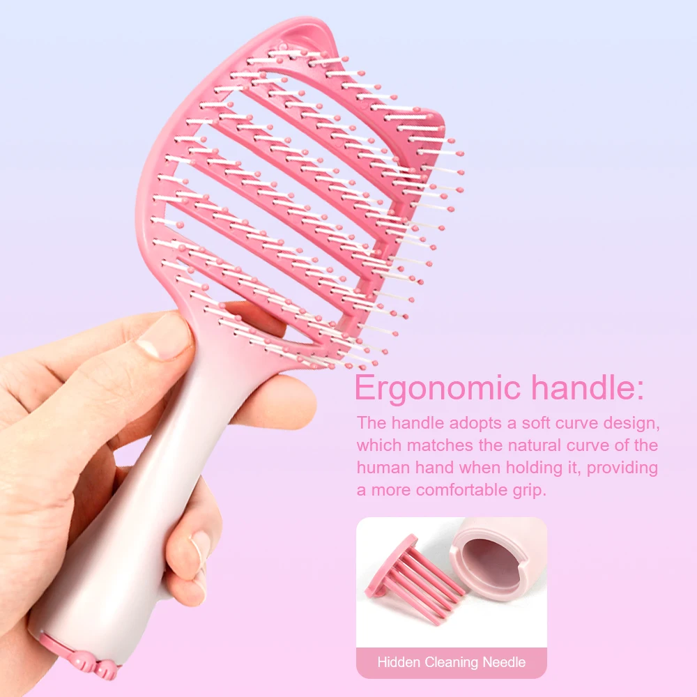 3 Farben Massage Haarkamm niedlichen Katzen ohrkamm trocken nasses Haar Kamm Detang ler Haar bürste aushöhlen Haarkamm Haushalt Styling-Werkzeuge Image