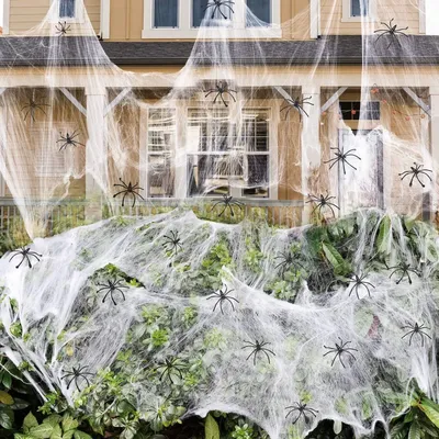 Halloween Dekorationen künstliche Spinnennetz Super Stretch Spinnweben mit gefälschten Spinnen Image