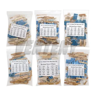150PCS 300PCS 1/2W 1W 2W 3W Widerstand 1% Metall Film Widerstand Sortiment Kit Set 30 werte 1R ~ 750R 1K ~ 820K Ohm Image