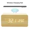 3 IN 1 Wireless Smartphone Charger,LED Alarm Clock Phone Wireless Charging Pad Digital Wooden Desk