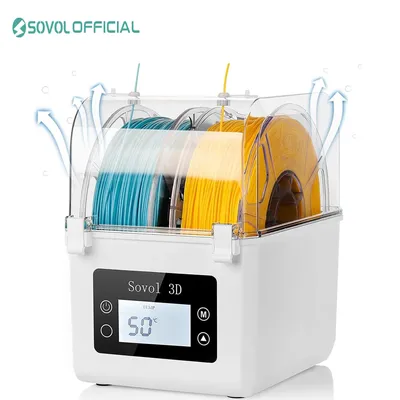Sovol 2 Rolls Filament Dehydrator Spool Holder Filaments Dry Box for 1.75mm, 2.85mm ABS PLA PETG TPU