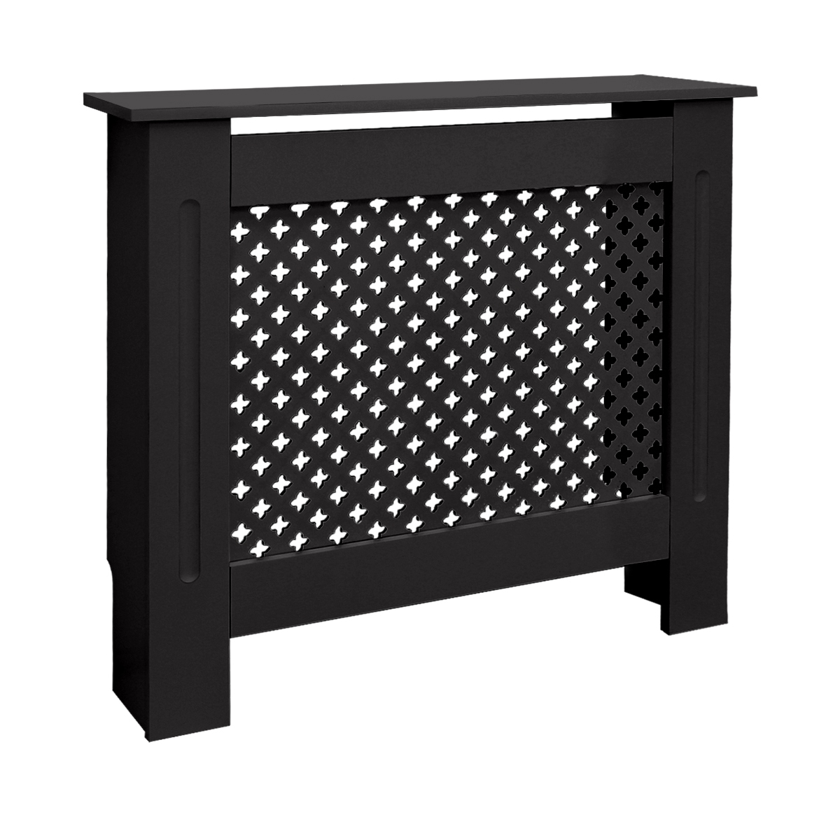 ECD Germany Heizkörperverkleidung Wabenmuster 78x19x82 cm Schwarz, MDF lackiert, Heizungsverkleidung Heizkörperabdeckung für Wohnzimmer & Schlafzimmer Image
