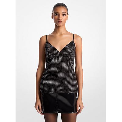 Michael Kors Rhinestone Georgette Camisole Tank Top Black XS