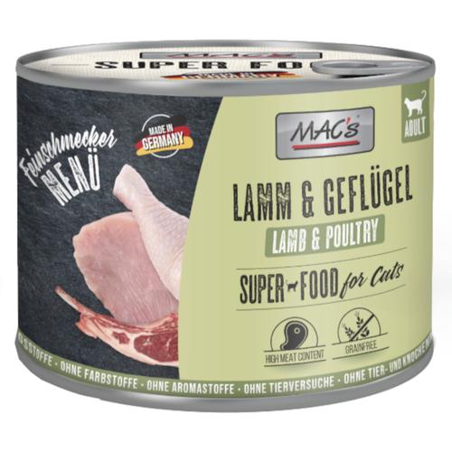 Sparpaket: 24x 200g MAC´s Cat Feinschmecker Lamm & Geflügel Katzenfutter nass