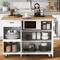 Kitchen Island with Foldable Counter Top,Kitchen Cart with Slide-Out Shelf, Towel Rack and Drawer,Rolling Kitchen Cart on Wheels