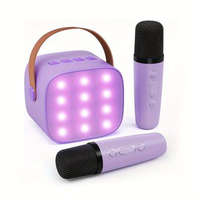 TEMU Bonaok, Mini Karaoke Machine, Wireless Connection, Portable Karaoke Sound And 2 Microphones, Suitable For Family Gatherings, Birthday Gift For Children (purple)