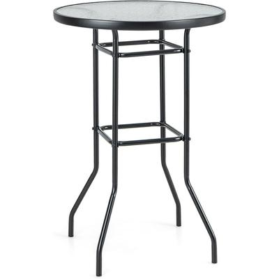 Gartentisch rund, Ø68cm Beistelltisch hoch aus Metall und Glas, Balkontisch klein wetterfest, Image