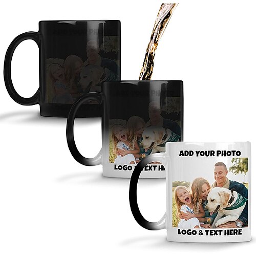 Personalisierte Magic Mug individuelles Hochzeitsgeschenk für Paare Foto Hochzeitsgeschenk Tasse wärmeempfindliche farbwechselnde Keramiktasse Xmas Tasse Kaffeetasse mit Bild Logo Text Geschenke Image