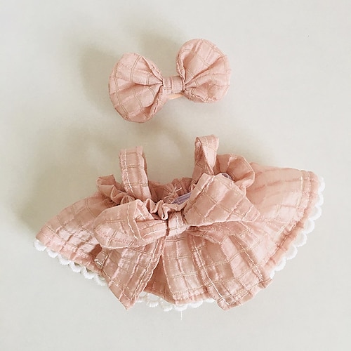 Plüsch Puppenkleider Niedliches Blumenkleid Puppenkleider für 7 Zoll/17 cm Plüsch Labubu Kawaii Puppenzubehör Spielzeuge Geschenke für Mädchen (OHNE Puppe)