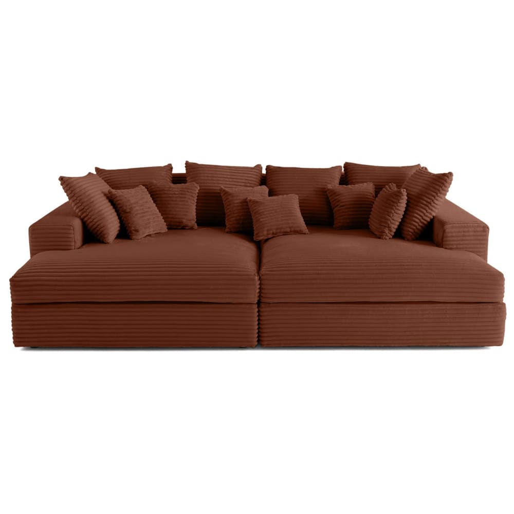 Canapé droit 4 places en terracotta