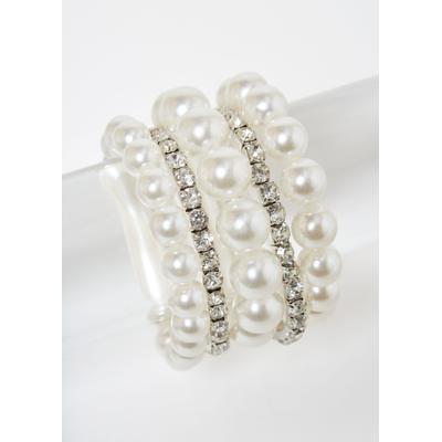 Plus Size Crystal & Faux Pearl Bracelet Set