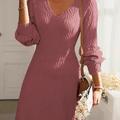 Per donna Abito da lavoro Vestito nero Di tendenza Moda da lavoro Vestito longuette Design A V Manica lunga Liscio Standard Nero Rosa Beige Autunno Inverno S M L XL 2XL
