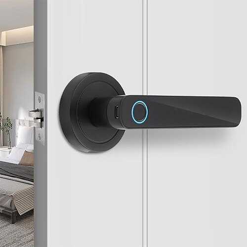 serratura porta con impronta digitale intelligente, ingresso senza chiave, serratura porta biometrica con maniglia, supporto per sblocco con chiave, controllo intelligente tramite app Tuya