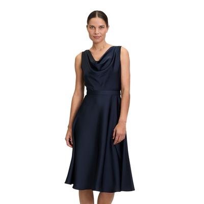 Cocktailkleid VERA MONT "Vera Mont Cocktailkleid mit Wasserfallausschnitt", Damen, Gr. 42, Normalgrößen, blau (night sky), Satin, Obermaterial: 100% Polyester. Futter: 100% Polyester., feminin, ausgestellt kurz, Wasserfallausschnitt, ohne Ärmel,... Image