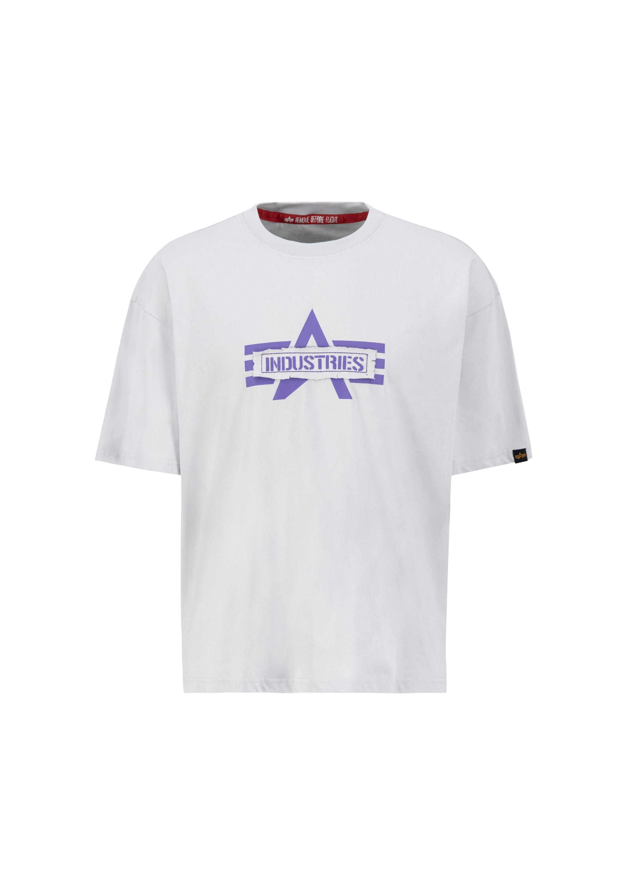 T-Shirt ALPHA INDUSTRIES "Logo Edge T-Shirt", Herren, Gr. L, grau (pastel grau), Obermaterial: 100% Baumwolle, Shirts Image