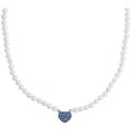 Kette mit Anhänger AMOR "Herz, Trachtenschmuck, Volksfest, 2039225, 2039227", blau (silberfarben, blau, weiß), Halsketten, Damen, Silber 925 (Sterlingsilber)-Perlen, L: 45cm, Silber 925 (Sterlingsilber), Perlen, mit Kristallglas - mit Muschelkernperle