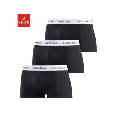 Trunk "CK Low Rise Trunk 3 PACK", Herren, Gr. M (6), schwarz, Obermaterial: 95% Baumwolle, 5% Elasthan, CALVIN KLEIN UNDERWEAR, Unterhosen, mit weißem Webbund, Topseller