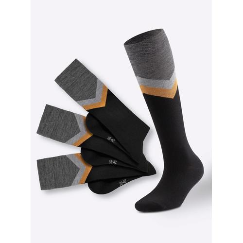 Socken WÄSCHEPUR Gr. 2/43, schwarz (schwarz, gemustert) Herren Socken