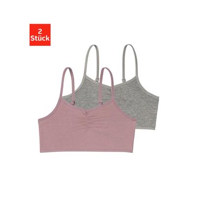 Bustier BUFFALO, Mädchen, Gr. 182, N-Gr, lila (mauve, grau, meliert), Jersey, Obermaterial: 92% Baumwolle, 8% Elasthan (LYCRA), unifarben, Basic, körpernah, BHs, mit verstellbaren Trägern Image