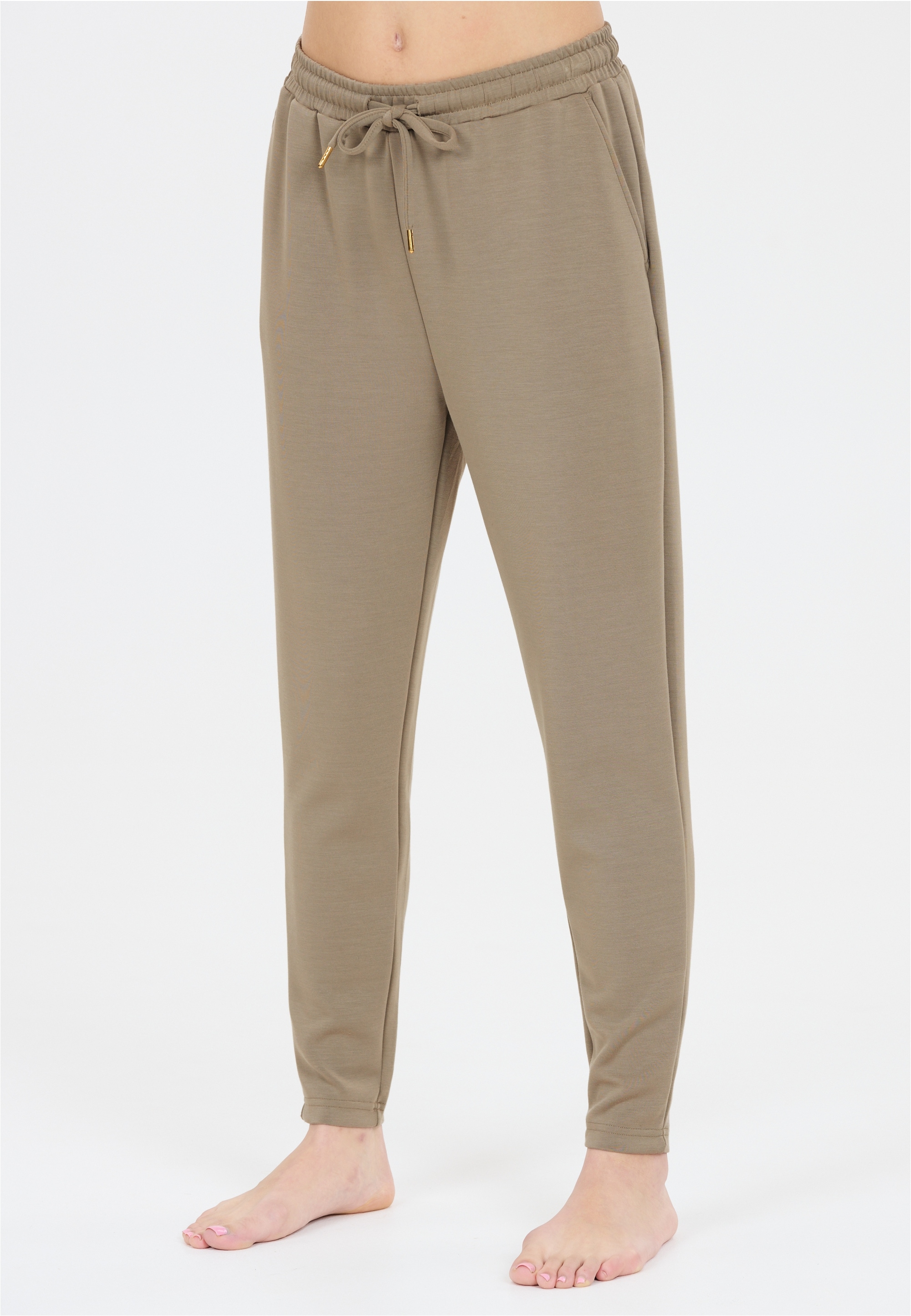 Sweathose ATHLECIA "Jacey", Damen, Gr. 38, EURO-Größen, beige, 51% Polyester, 44% Modal, 5% Elasthan, unifarben, lang, Hosen Sweathose, aus weichem Modalmix