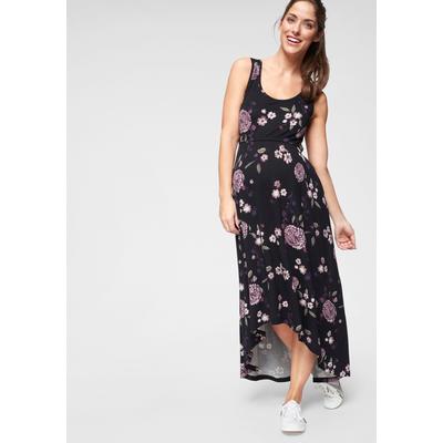 Umstandskleid NEUN MONATE "Für Schwangerschaft und Stillzeit", Damen, Gr. 36, N-Gr, schwarz (schwarz, gemustert), Jersey, Obermaterial: 95% Viskose, 5% Elasthan, geblümt, modisch, weit, Rundhals, ohne Ärmel, Kleider, hinten länger geschnitten,...