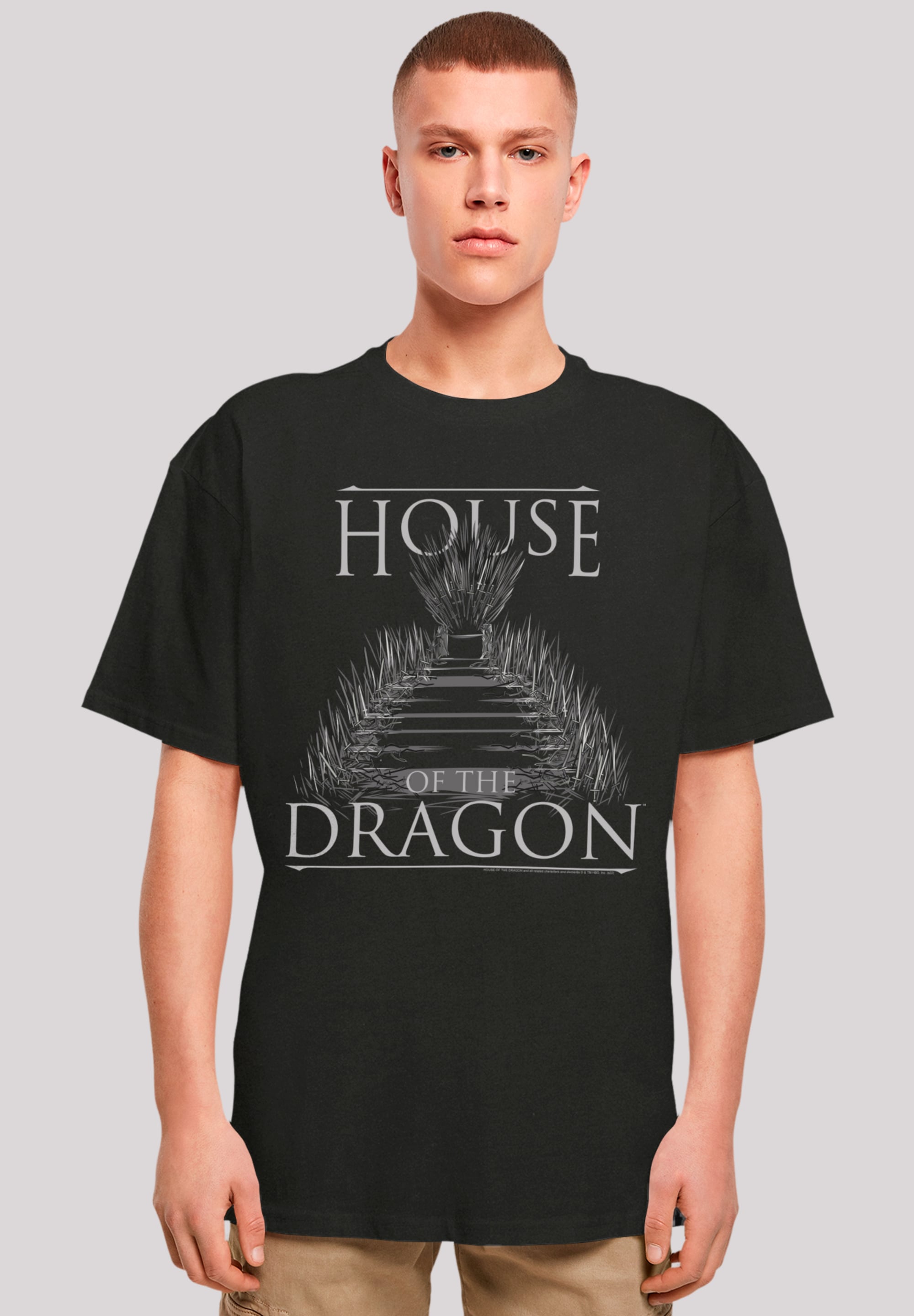 T-Shirt F4NT4STIC "House Of The Dragon Throne", Herren, Gr. S, schwarz, Obermaterial: 100% Baumwolle, oversize, Rundhals, ohne Bündchen, Shirts, Premium Qualität Image