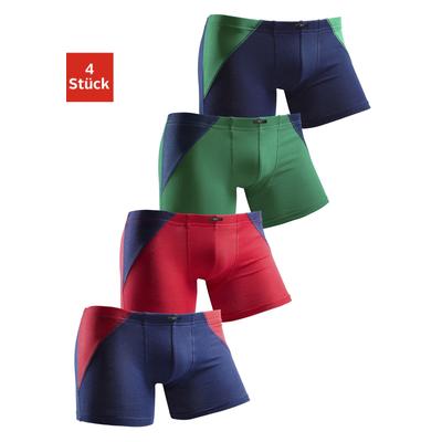 Boxer H.I.S "Boxershorts für Jungen", Kinder, Gr. 170/176, bunt (marine, grün, grün, marine, rot, marine, marine, rot), Jersey, Obermaterial: 95% Baumwolle, 5% Elasthan, körpernah, Unterhosen, mit coolem Colorblocking für einen sportlichen Auftritt Image