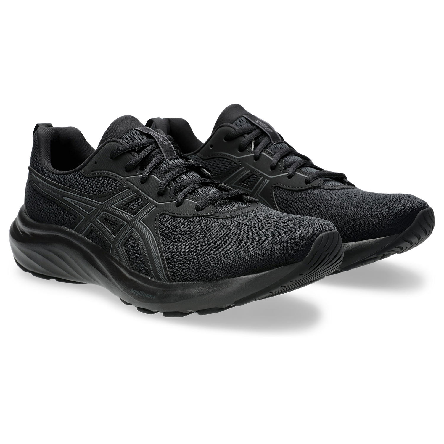 Laufschuh ASICS "GEL-CONTEND 9", Damen, Gr. 44,5, schwarz (schwarz, graphite grau), Synthetik, Textil, Schuhe Laufschuh, mehr Dämpfung