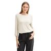 Fleeceshirt TOM TAILOR, Damen, Gr. XL (42), beige (dusty beige melange), Fleece, Obermaterial: 80% Viskose, 17% Polyester, 3% Elasthan, meliert, casual, regular fit taillenbedeckt, U-Boot-Ausschnitt, 3/4-Ärmel, Shirts, mit Textprint